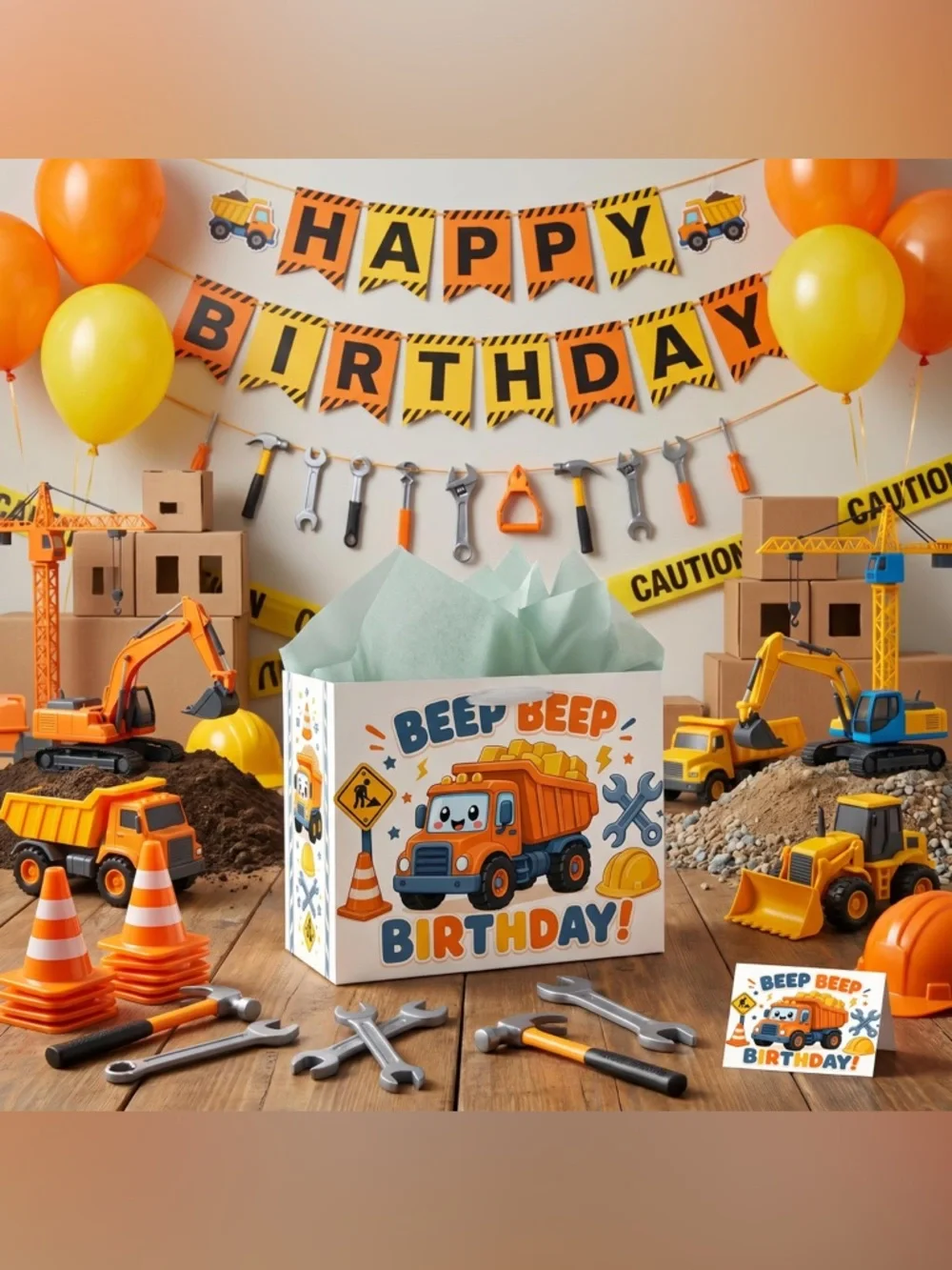 Beep Beep Birthday Red Dump Truck Party Gift Bag
